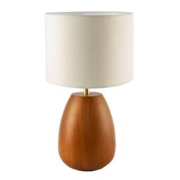 Happy Homewares Chunky Wooden Table Lamp Base with Mahogany Finish with Inline Switch in Brown - thumbnail 3