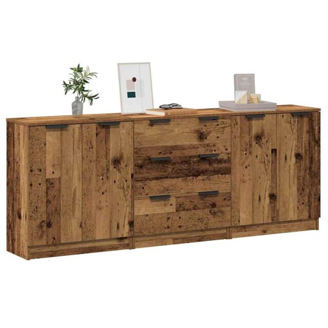 Berkfield Home Sideboards 3 pcs Old Wood 60x30x70 cm Engineered Wood in Brown - Size: 60 x 30 x 70 cm - image 1