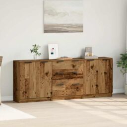 Berkfield Home Sideboards 3 pcs Old Wood 60x30x70 cm Engineered Wood in Brown - Size: 60 x 30 x 70 cm - thumbnail 3