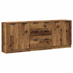 Berkfield Home Sideboards 3 pcs Old Wood 60x30x70 cm Engineered Wood in Brown - Size: 60 x 30 x 70 cm - thumbnail 2