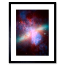 Artery8 Wall Art Print Hubble Space Astronomy M82 Galaxy Collaboration Chandra & Spitzer X-Ray Observatory Blue Red Orange Green Starburst Dust - thumbnail 1