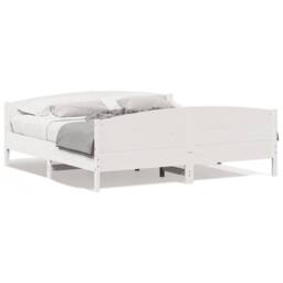 Berkfield Home Bed Frame without Mattress White 180x200 cm Super King Solid Wood Pine - thumbnail 1