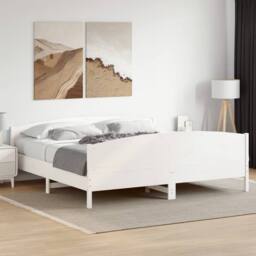 Berkfield Home Bed Frame without Mattress White 180x200 cm Super King Solid Wood Pine - thumbnail 2