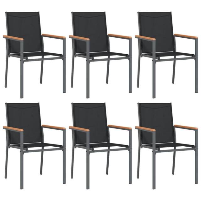 Berkfield Home Garden Chairs 6 pcs Black 55x61.5x90 cm Textilene & Steel - image 1