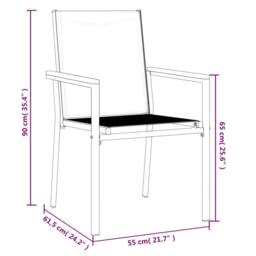 Berkfield Home Garden Chairs 6 pcs Black 55x61.5x90 cm Textilene & Steel - thumbnail 8