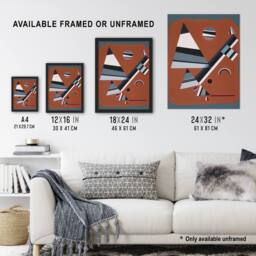 "Artery8 Gris Grey Abstract Painting Kandinsky Wall Art Poster Print - Size: W12"" x H16""" - thumbnail 3