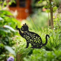 Nicoman Metal Cat Silhouette Garden Ornament Outdoor Garden Decor in Black - thumbnail 6