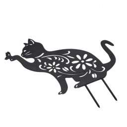 Nicoman Metal Cat Silhouette Garden Ornament Outdoor Garden Decor in Black - thumbnail 4