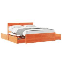 Berkfield Home Bed Frame without Mattress Wax Brown 160x200 cm Solid Wood Pine - thumbnail 1