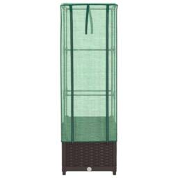Berkfield Home Raised Bed with Greenhouse Cover Rattan Look 40x40x139 cm in Brown - Size: 40 x 40 x 139 cm - thumbnail 4