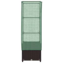 Berkfield Home Raised Bed with Greenhouse Cover Rattan Look 40x40x139 cm in Brown - Size: 40 x 40 x 139 cm - thumbnail 5