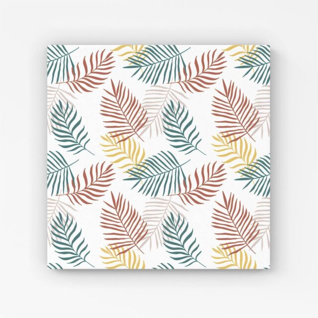"Warren Reed - Designer Palm Branches In Natural Colors Canvas in Green - Size: W30"" x H30""" - image 1
