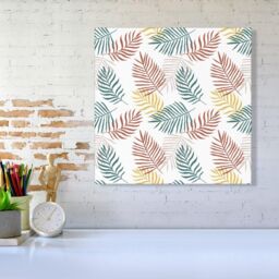 "Warren Reed - Designer Palm Branches In Natural Colors Canvas in Green - Size: W30"" x H30""" - thumbnail 2