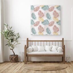 "Warren Reed - Designer Palm Branches In Natural Colors Canvas in Green - Size: W30"" x H30""" - thumbnail 3