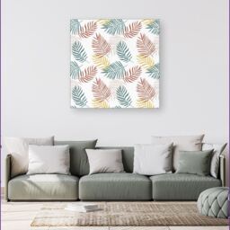 "Warren Reed - Designer Palm Branches In Natural Colors Canvas in Green - Size: W30"" x H30""" - thumbnail 4