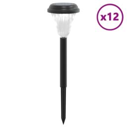 Berkfield Home Solar Pathway Lights with Ground Spikes 12 pcs White in Black - thumbnail 2