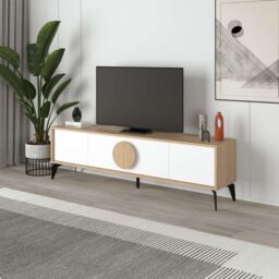 Decortie Gora' Modern TV Unit with 4 Door Flap Stay 180cm in White - Size: 1 Pack - thumbnail 1