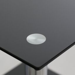 Orsina 2 Tier Black Glass End Table With Chrome Legs, Slim Side Table With Silver Accents, Luxe Night Side Table - thumbnail 3