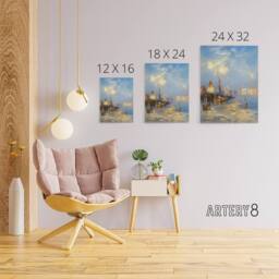 "Artery8 Thomas Moran A View of Venice Grand Canal Canvas Wall Art Print in Blue - Size: W12"" x H16""" - thumbnail 4