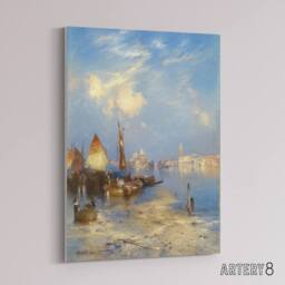 "Artery8 Thomas Moran A View of Venice Grand Canal Canvas Wall Art Print in Blue - Size: W12"" x H16""" - thumbnail 2