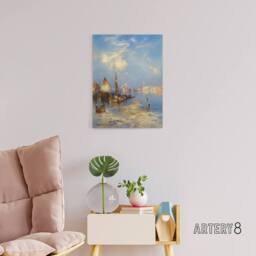 "Artery8 Thomas Moran A View of Venice Grand Canal Canvas Wall Art Print in Blue - Size: W12"" x H16""" - thumbnail 3