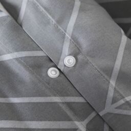OHS Geo Duvet Cover Bedding Set & Pillowcase Reversible Art Deco Quilt in Light Grey - Size: King - thumbnail 5