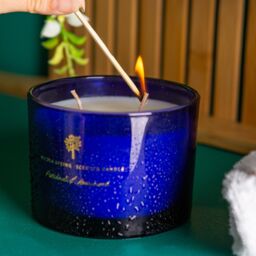 Nicola Spring 350g Patchouli & Rosewood Soy Wax Candle - Double Wick Sweet Creamy in Blue - thumbnail 7