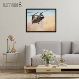 "Artery8 Sea Knight Helicopter CH 46E US Marine Corps Framed Canvas Wall Art Print - Size: W18"" x H24""" - thumbnail 3