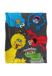 Sesame Street Characters All Around Silky Touch Super Soft Throw Blanket 152 X 127 cm in White - thumbnail 1