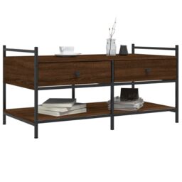 Berkfield Home Coffee Table Brown Oak 99x50x50 cm Engineered Wood - Size: 99 x 50 x 50 cm - thumbnail 3
