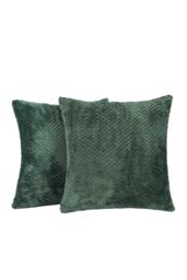 OHS 2 Pack of Waffle Fleece Square Cushion Covers in Dark Green - Size: 45 cm x 45 cm - thumbnail 4