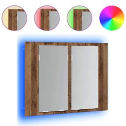 Berkfield Home LED Mirror Cabinet Old Wood 60x12x45 cm Engineered Wood in Brown - Size: 60 x 12 x 45 cm - thumbnail 2