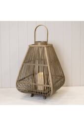KDMD Large Bamboo Lantern with LED Candle in Light Brown - thumbnail 2