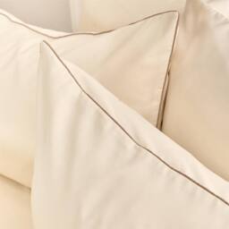 OHS Piped Edge Bedding Set Soft Duvet Cover with Pillowcase in Ivory - Size: King - thumbnail 3