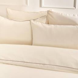 OHS Piped Edge Bedding Set Soft Duvet Cover with Pillowcase in Ivory - Size: King - thumbnail 2