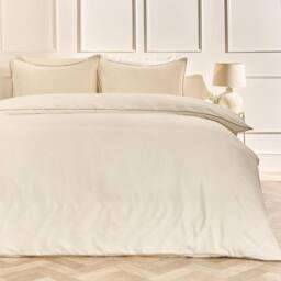 OHS Piped Edge Bedding Set Soft Duvet Cover with Pillowcase in Ivory - Size: King - thumbnail 1