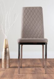 FurnitureboxUK Carson White Marble Effect Dining Table & 6 Milan Chrome Leg Chairs in Beige - thumbnail 4