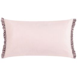 Wylder Tilly Velvet Frill Reversible Cushion in Pale Pink - Size: 30 cm x 50 cm - thumbnail 1