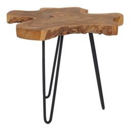 Wyld and Coco Nest of 2 Tables - Dark Teak with Black Hairpin Legs Rustic in Brown - thumbnail 7