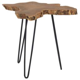 Wyld and Coco Nest of 2 Tables - Dark Teak with Black Hairpin Legs Rustic in Brown - thumbnail 4