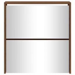 Berkfield Home Shoe Cabinet with Mirror 2-Layer Brown Oak 63x17x67 cm - Size: 63 x 17 x 67 cm - thumbnail 5