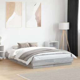 Berkfield Home Durable Bed Frame without Mattress Grey Sonoma 120x190 cm Small Double - thumbnail 2