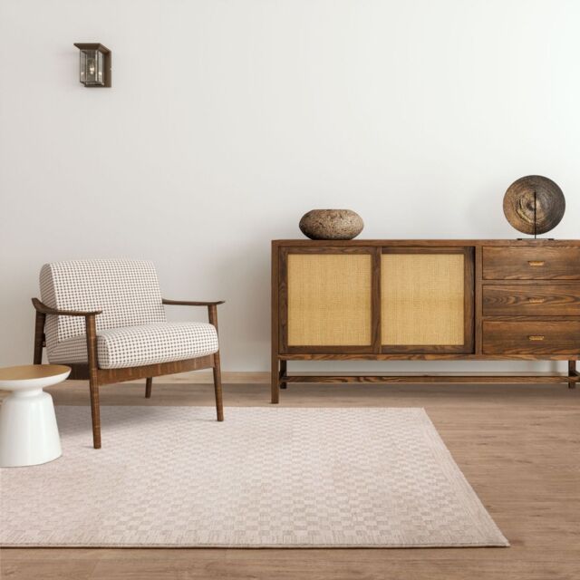 The Rug Shop UK Natural Modern Abstract Polyester Cotton Backing Area Rug - Size: 200 cm x 300 cm - image 1