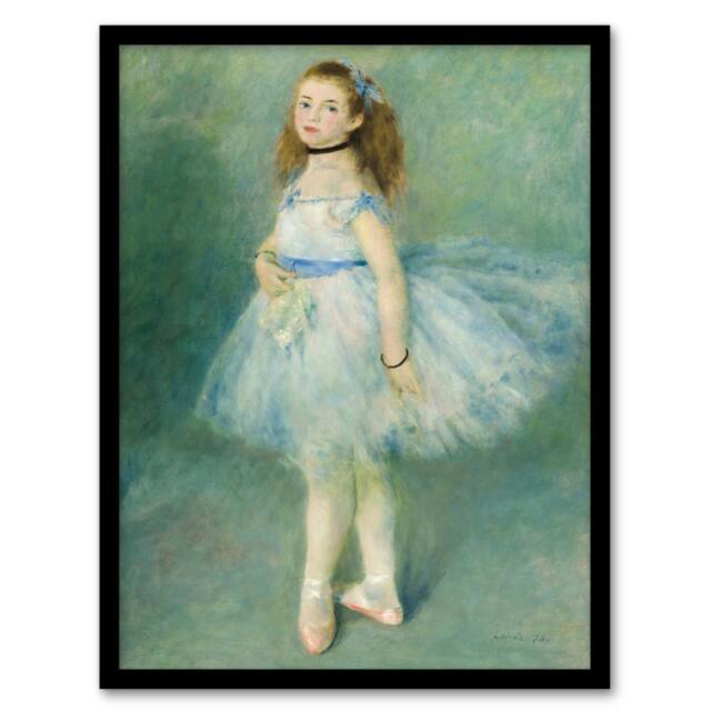 Artery8 Pierre Auguste Renoir Framed Wall Art The Dancer Portrait Painting in Green - Size: A4 - image 1