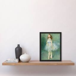 Artery8 Pierre Auguste Renoir Framed Wall Art The Dancer Portrait Painting in Green - Size: A4 - thumbnail 2