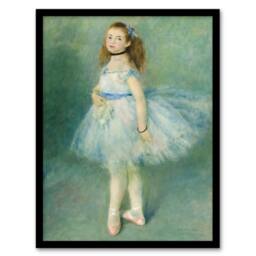 Artery8 Pierre Auguste Renoir Framed Wall Art The Dancer Portrait Painting in Green - Size: A4 - thumbnail 1