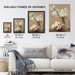 Artery8 Still Life Roses & Lilies Latour Framed Wall Art Print - Size: A4 - thumbnail 3