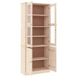 Berkfield Home Glass Display Cabinet ALTA 77x35x186.5 cm Solid Wood Pine in Light Tan - thumbnail 4