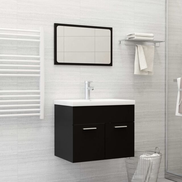 Berkfield Home Bathroom Furniture Set Black Engineered Wood - image 1