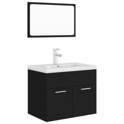Berkfield Home Bathroom Furniture Set Black Engineered Wood - thumbnail 2